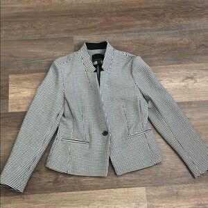 Banana Republic Women's Black and White Houndstooth Blazer
